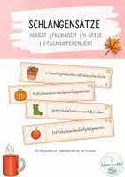 Vorschau - Spiele - Schlangensätze | Freiarbeit | Herbst | differenziert - Deckblatt
