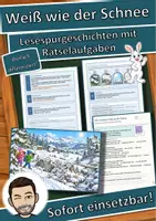 Vorschau - Arbeitsblätter - Weiß wie der Schnee – Lesespurgeschichte mit Rätselaufgaben (Klasse 3) - Deckblatt