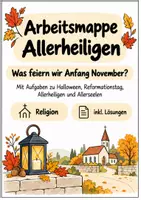 Vorschau - Stundenentwürfe - Arbeitsblätter Allerheiligen Allerseelen Halloween Stationenlernen - Deckblatt