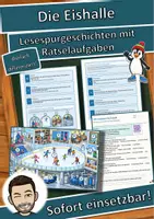 Vorschau - Mal- und Bastelvorlagen - Die Eishalle – Lesespurgeschichte mit Rätselaufgaben (Klasse 4) - Deckblatt