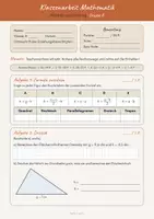 Vorschau - Klassenarbeiten - Klassenarbeit Flächen und Umfang Klasse 8 Mathematik – Gruppe A & B mit Lösungen (PDF + Word) – Niveau Basis in Mathe - Seite 1