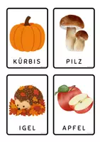 Vorschau - Mal- und Bastelvorlagen - Flashcards mit Herbstbegriffen - den Herbst entdecken - Seite 2