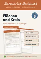 Vorschau - Klassenarbeiten - Klassenarbeit Flächen und Kreis Klasse 8 Mathematik – Gruppe A & B mit Lösungen (PDF + Word) – Niveau Standard in Mathe - Deckblatt