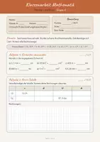 Vorschau - Klassenarbeiten - Klassenarbeit Flächen und Kreis Klasse 8 Mathematik – Gruppe A & B mit Lösungen (PDF + Word) – Niveau Standard in Mathe - Seite 1