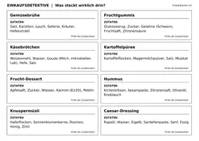 Vorschau - Spiele - Einkaufsdetektive Was steckt wirklich drin? Zutatenliste! - Übung - Seite 1