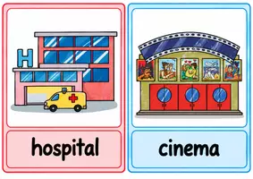 Vorschau - Bildkarten - In town flashcards - Deckblatt