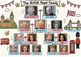 Vorschau - Poster - Königsfamilie England für den Englischunterricht - Deckblatt