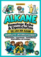 Vorschau - Stundenentwürfe - Alkane: Homologe Reihe & Eigenschaften – „Liga der Alkane“ | Komplette Unterrichtseinheit mit Präsentation, Arbeitsblättern, Experimenten, Sammelkarten & Lösungen - Deckblatt