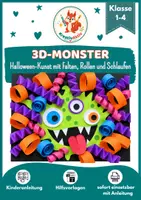 Vorschau - Mal- und Bastelvorlagen - Halloween Kunst Grundschule Herbst – 3D-Monster aus Papierstreifen | Bastelidee, Anleitung & Vorlagen | Klasse 1–4 - Deckblatt