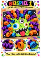 Vorschau - Mal- und Bastelvorlagen - Halloween Kunst Grundschule Herbst – 3D-Monster aus Papierstreifen | Bastelidee, Anleitung & Vorlagen | Klasse 1–4 - Seite 3