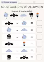 Aperçu - Feuilles d'exercices - Fiche d’Exercice Mathématiques Soustractions Halloween - Page de couverture