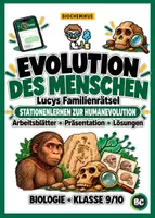 Vorschau - Stationenlernen - Evolution des Menschen (Humanevolution) – Stationenlernen mit Lucy | Menschenaffen, Vormenschen & Stammbaum - Deckblatt