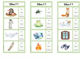 Vorschau - Stationenlernen - Klammerkarten Silben Wörter mit Ff - Deckblatt