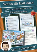 Vorschau - Stationenlernen - Wenn dir kalt wird – Lesespurgeschichte mit Rätselaufgaben (Klasse 3) - Deckblatt