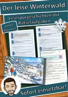 Vorschau - Mal- und Bastelvorlagen - Der leise Winterwald – Lesespurgeschichte mit Rätselaufgaben (Klasse 3) - Deckblatt
