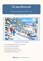 Vorschau - Mal- und Bastelvorlagen - Der leise Winterwald – Lesespurgeschichte mit Rätselaufgaben (Klasse 3) - Seite 1