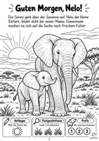 Vorschau - Arbeitsblätter - Nelo, der kleine Elefant – Mitmach- und Ausmalgeschichte - Seite 1