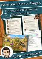 Vorschau - Arbeitsblätter - Wenn die Spinnen fliegen – Lesespurgeschichte mit Rätselaufgaben (Klasse 3) - Deckblatt