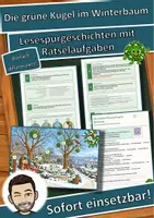 Vorschau - Arbeitsblätter - Die grüne Kugel im Winterbaum – Lesespurgeschichte mit Rätselaufgaben (Klasse 3) - Deckblatt