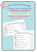 Vorschau - Arbeitsblätter - Sachzeichnung – differenzierte Checklisten | 8 Varianten mit Bildsymbolen | Selbst- & Fremdreflexion | Selbstständigkeit | Sachunterricht Klasse 1–4 | Experimentieren und Technik - Deckblatt