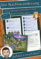 Vorschau - Arbeitsblätter - Die Nachtwanderung – Lesespurgeschichte mit Rätselaufgaben (Klasse 4) - Deckblatt