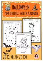 Vorschau - Mal- und Bastelvorlagen - Halloween-Punktebilder – Zahlen verbinden und Halloween-Motive entdecken | 1./2. Klasse - Deckblatt