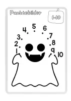 Vorschau - Mal- und Bastelvorlagen - Halloween-Punktebilder – Zahlen verbinden und Halloween-Motive entdecken | 1./2. Klasse - Seite 1