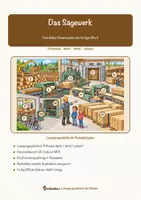 Vorschau - Mal- und Bastelvorlagen - Das Sägewerk – Lesespurgeschichte mit Rätselaufgaben (Klasse 4) - Seite 1