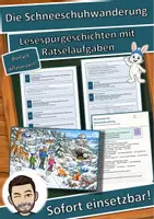Vorschau - Arbeitsblätter - Die Schneeschuhwanderung – Lesespurgeschichte mit Rätselaufgaben (Klasse 3) - Deckblatt