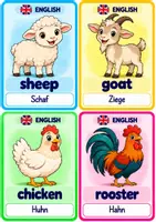 Vorschau - Bildkarten - 🐾 Englisch Vokabelkarten – Tiere | 100 Vokabelkarten🐘 - Seite 3