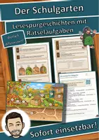 Vorschau - Mal- und Bastelvorlagen - Der Schulgarten – Lesespurgeschichte mit Rätselaufgaben (Klasse 3) - Deckblatt