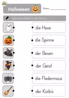 Vorschau - Arbeitsblätter - Halloween Materialpaket: Deutsch & Englisch: Wort-Bild-Zuordnung, Schattenbilder & Klettaufgaben - Seite 2