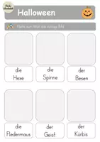 Vorschau - Arbeitsblätter - Halloween Materialpaket: Deutsch & Englisch: Wort-Bild-Zuordnung, Schattenbilder & Klettaufgaben - Seite 3