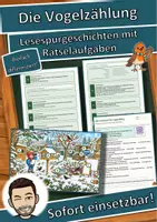 Vorschau - Arbeitsblätter - Die Vogelzählung – Lesespurgeschichte mit Rätselaufgaben (Klasse 3) - Deckblatt