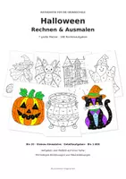 Vorschau - Arbeitsblätter - Halloween: Rechnen und Ausmalen für die Grundschule - Deckblatt