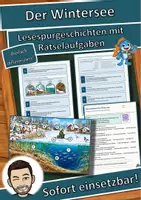 Vorschau - Mal- und Bastelvorlagen - Der Wintersee – Lesespurgeschichte mit Rätselaufgaben (Klasse 3) - Deckblatt