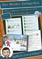 Vorschau - Mal- und Bastelvorlagen - Das Winter-Zielwerfen – Lesespurgeschichte mit Rätselaufgaben (Klasse 3) - Deckblatt