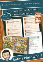 Vorschau - Arbeitsblätter - Das Pausenfrühstück – fit in den Schultag – Lesespurgeschichte mit Rätselaufgaben (Klasse 1) - Deckblatt