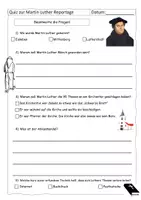Vorschau - Arbeitsblätter - Quiz zur Martin-Luther-Reportage - mit Lösungen (2 Versionen) - Seite 1
