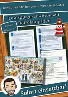 Vorschau - Stationenlernen - Kinderrechte bei uns – wer sie schützt – Lesespurgeschichte mit Rätselaufgaben (Klasse 10) - Deckblatt