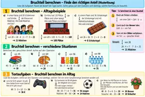Vorschau - Arbeitsblätter - Brüche Entdecken: Bruchteile berechnen - Seite 1