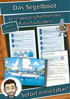 Vorschau - Arbeitsblätter - Das Segelboot – Lesespurgeschichte mit Rätselaufgaben (Klasse 4) - Deckblatt