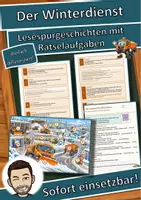Vorschau - Arbeitsblätter - Der Winterdienst – Lesespurgeschichte mit Rätselaufgaben (Klasse 3) - Deckblatt