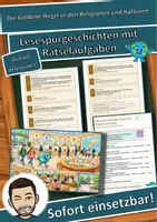 Vorschau - Arbeitsblätter - Die Goldene Regel in den Religionen und Kulturen – Lesespurgeschichte mit Rätselaufgaben (Klasse 10) - Deckblatt