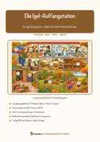 Vorschau - Mal- und Bastelvorlagen - Die Igel-Auffangstation – Lesespurgeschichte mit Rätselaufgaben (Klasse 3) - Seite 1
