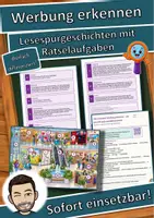 Vorschau - Arbeitsblätter - Werbung erkennen – wie sie wirkt und was dahintersteckt – Lesespurgeschichte mit Rätselaufgaben (Klasse 8) - Deckblatt