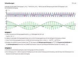 Vorschau - Arbeitsblätter - Schwebungen – Arbeitsblatt zur Überlagerung von Schwingungen mit Lösungen - Seite 1