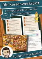 Vorschau - Arbeitsblätter - Die Kerzenwerkstatt – Lesespurgeschichte mit Rätselaufgaben (Klasse 3) - Deckblatt