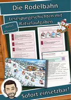 Vorschau - Arbeitsblätter - Die Rodelbahn – Lesespurgeschichte mit Rätselaufgaben (Klasse 3) - Deckblatt