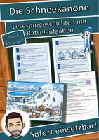 Vorschau - Arbeitsblätter - Die Schneekanone – Lesespurgeschichte mit Rätselaufgaben (Klasse 3) - Deckblatt